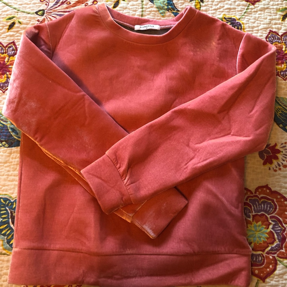 Pink velour sweatshirt